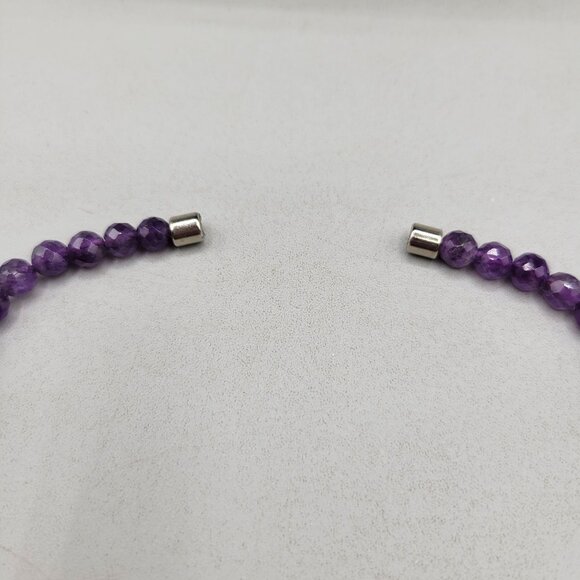 Amethyst Faceted Bead Necklace Sterling Silver Amethyst Pendant - Picture 6 of 8